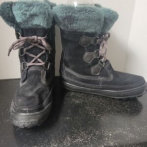 Timberland Black Suede Mukluk Winter Lace Up Boots Women’s 7